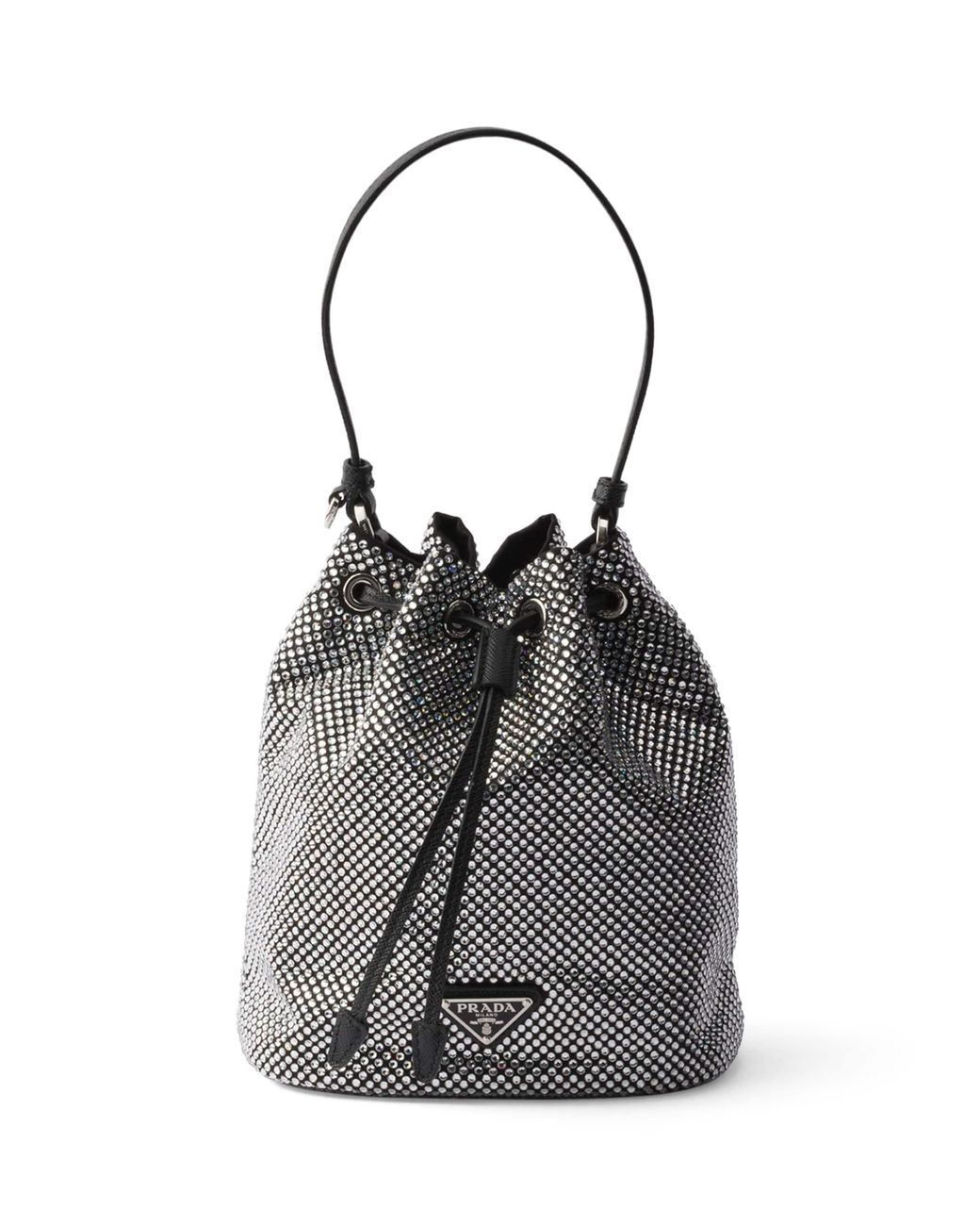 Prada Black Mini Crystal-Embellished Bucket Bag