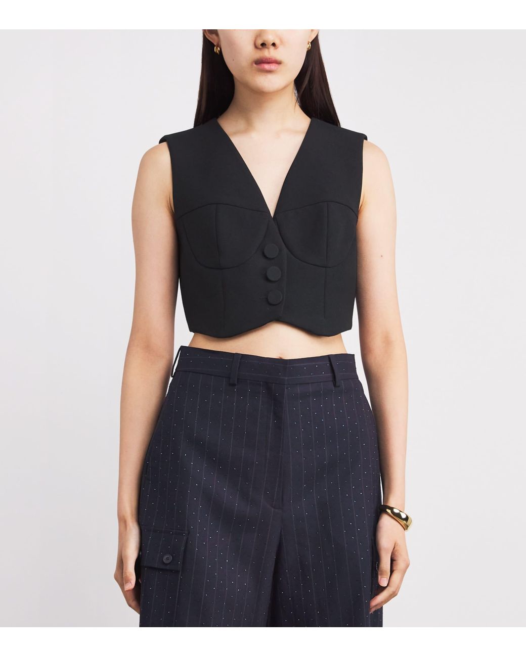 Sandro Blue Cropped Sleeveless Top