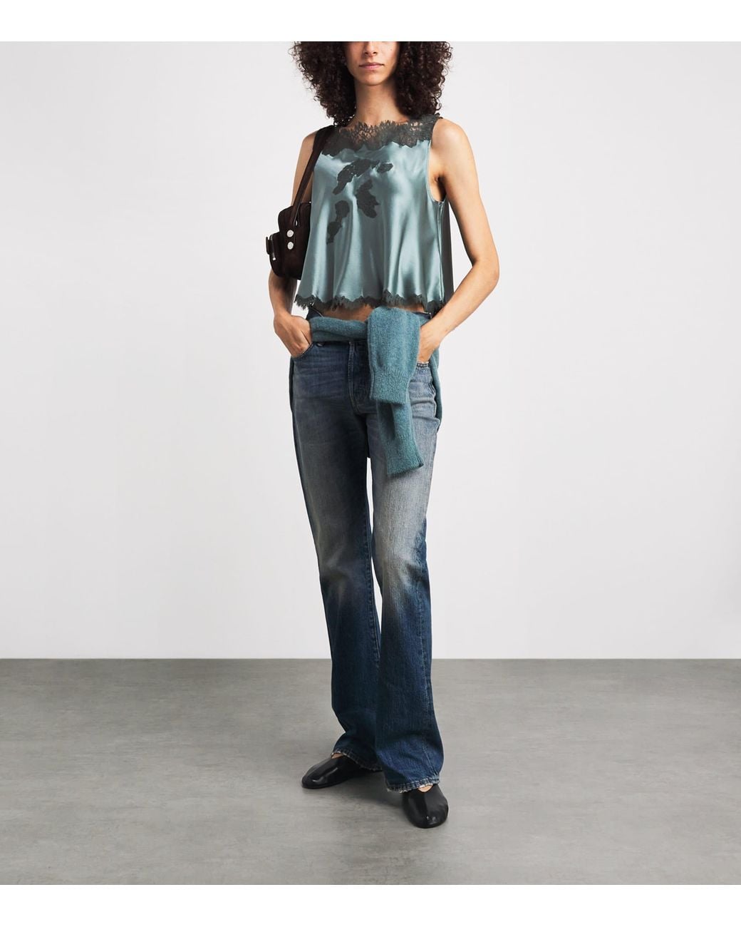 Doen Blue Silk Valerina Top