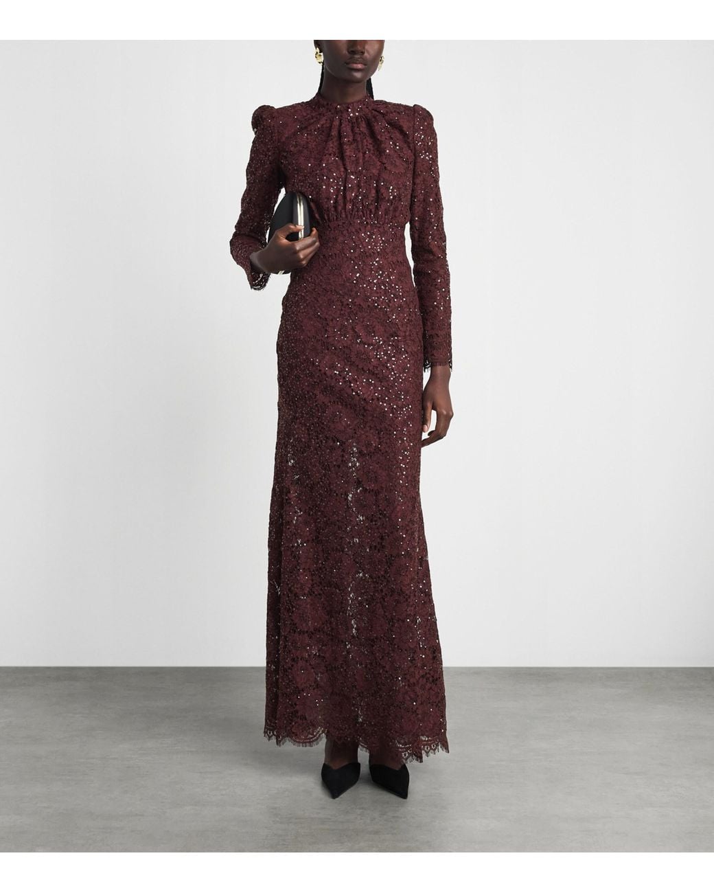 Self-Portrait Purple Lace Sequin-Embellished Maxi Dress