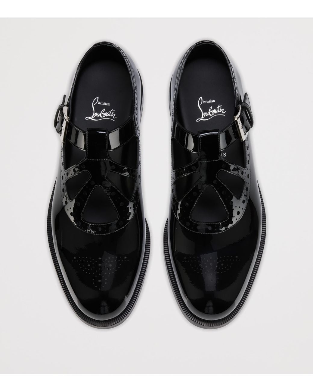 Christian Louboutin Black Marc Poppin Patent Mary Jane Loafers for men