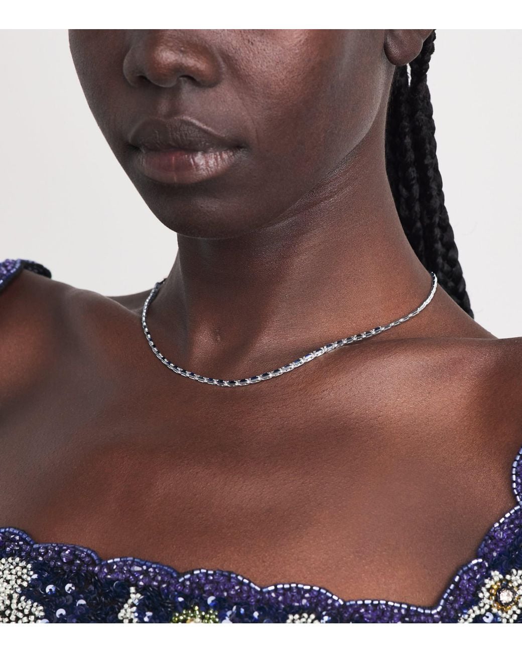 Suzanne Kalan Natural And Sapphire Bold Linear Tennis Necklace
