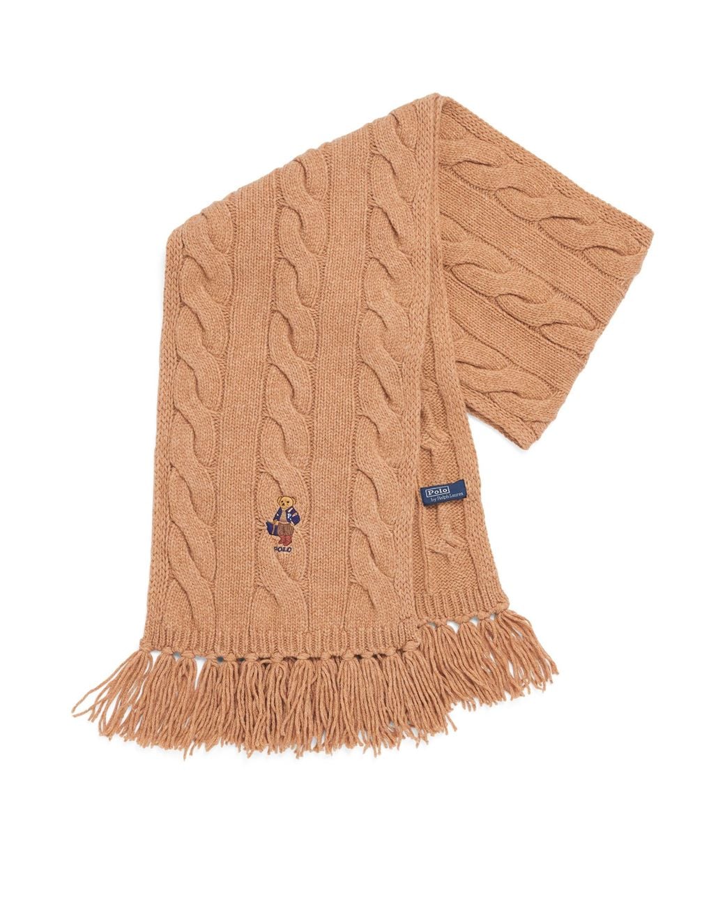 Polo Ralph Lauren Natural Wool-Blend Cable-Knit Bear Scarf