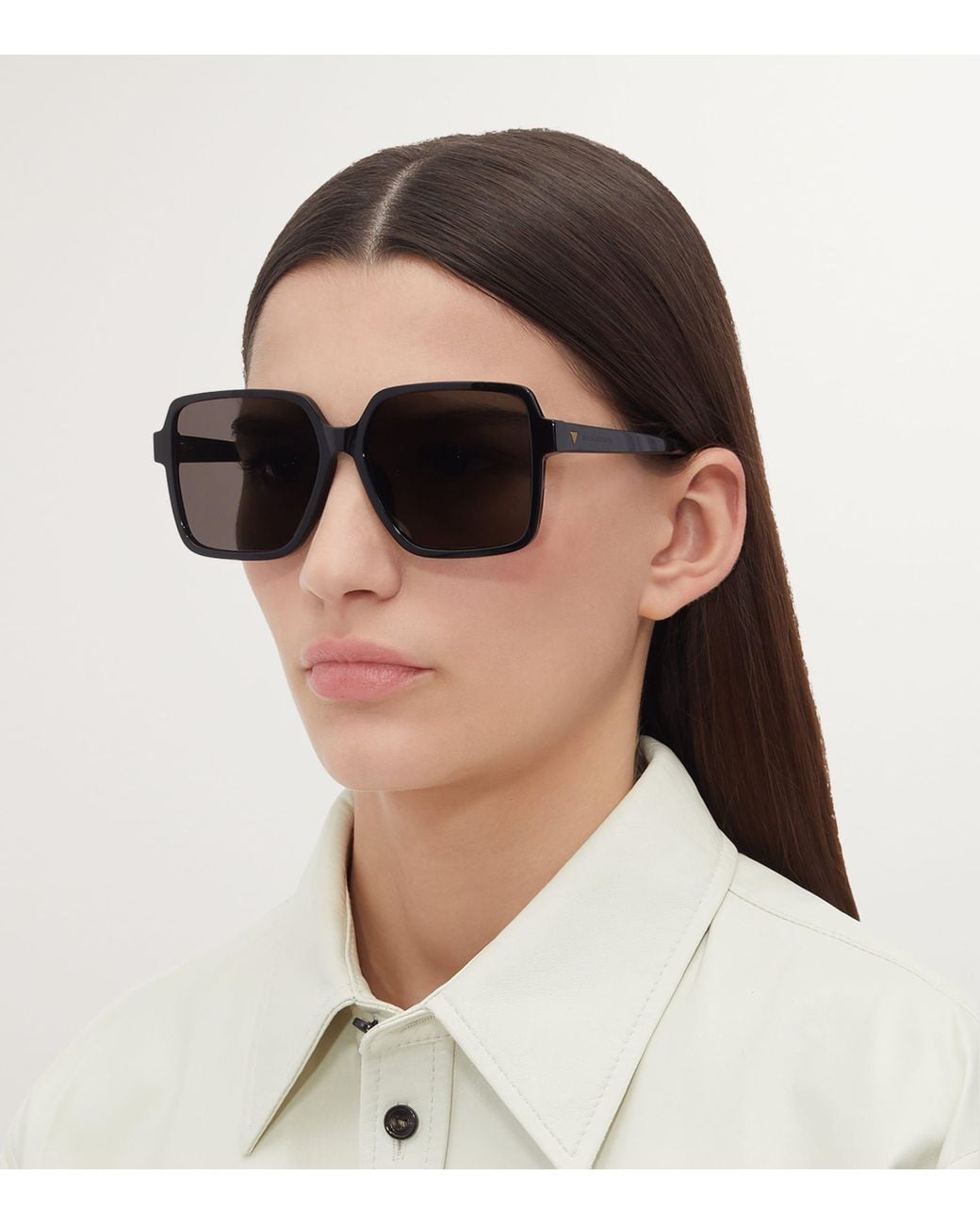 Bottega Veneta Black Rectangular Sunglasses