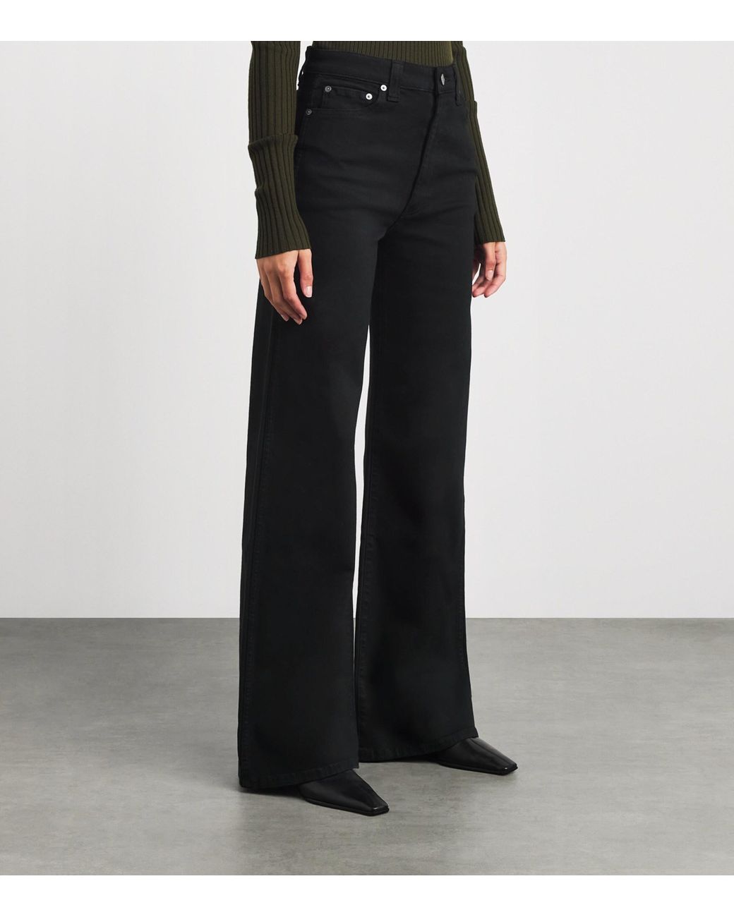 Khaite Black Dane Wide-Leg Jeans