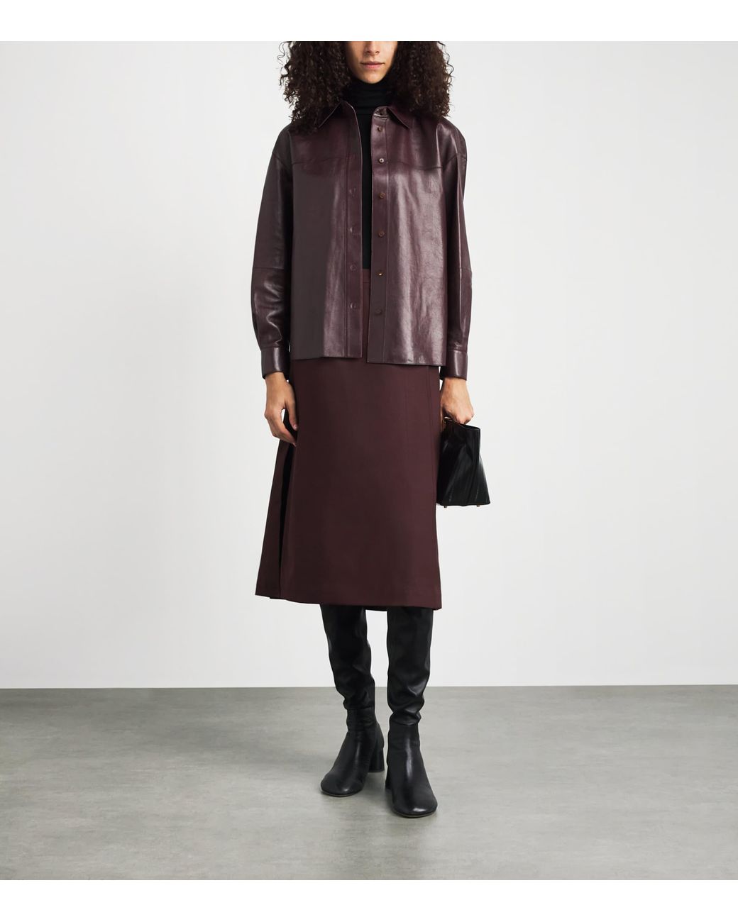 Lafayette 148 New York Purple Stretch-Wool Midi Skirt