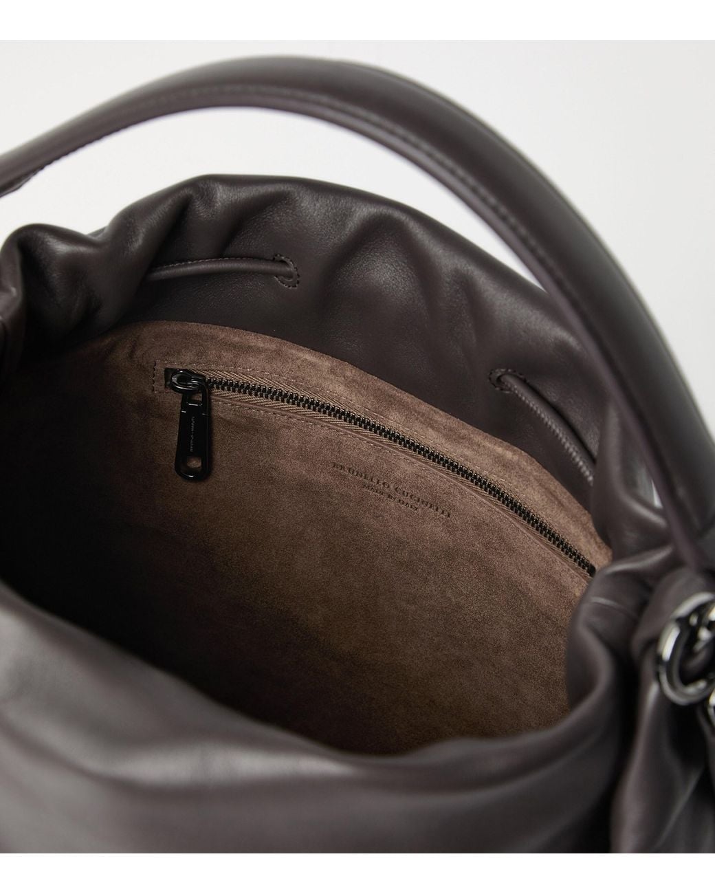 Brunello Cucinelli Black Medium Leather Mellow Bucket Bag