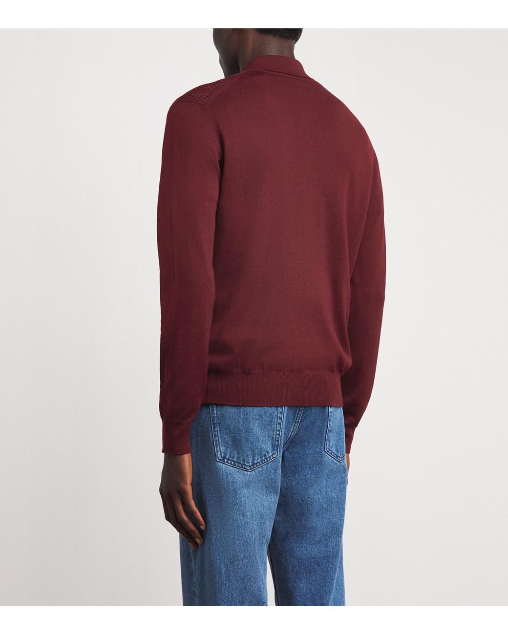 Corneliani Blue Virgin Wool Quarter-Zip Polo Sweater for men