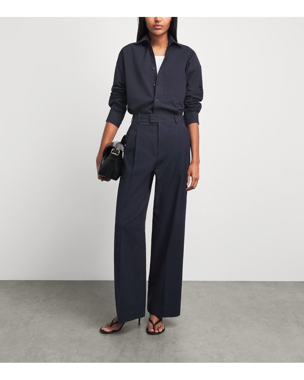 With Nothing Underneath Blue Seersucker Rampling Trousers