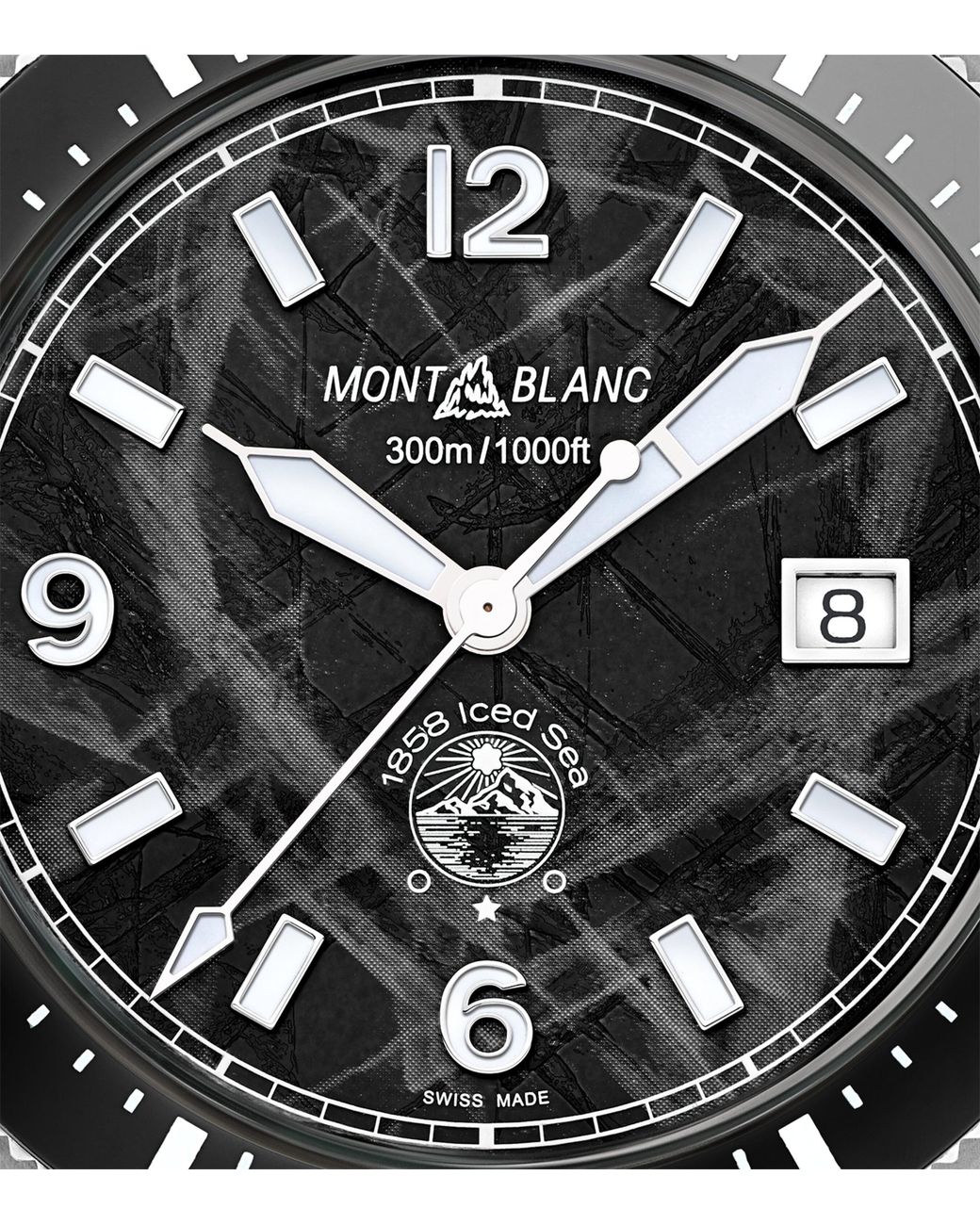 Montblanc Metallic Stainless Steel 1858 Iced Sea Automatic Date Watch for men