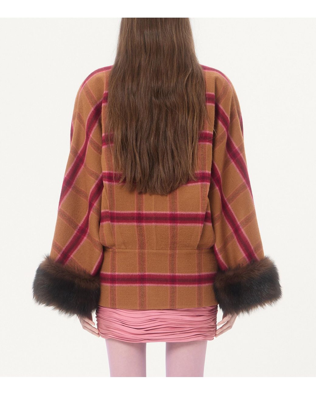 Valentino Red Wool Check Wrap Jacket