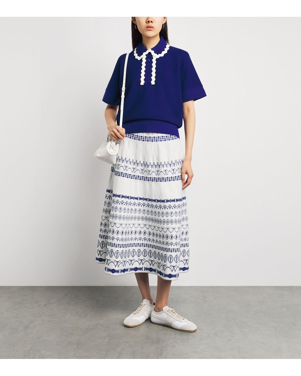 Molli Blue Virgin Wool Scalloped-Collar Sweater