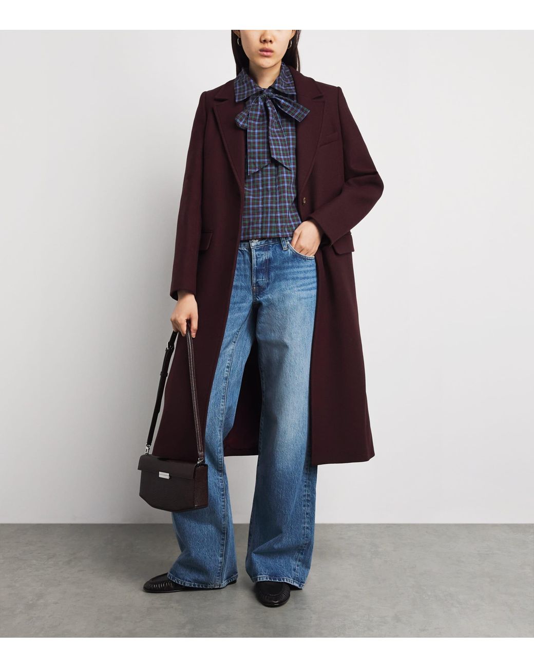 Claudie Pierlot Blue Check Pussybow Blouse