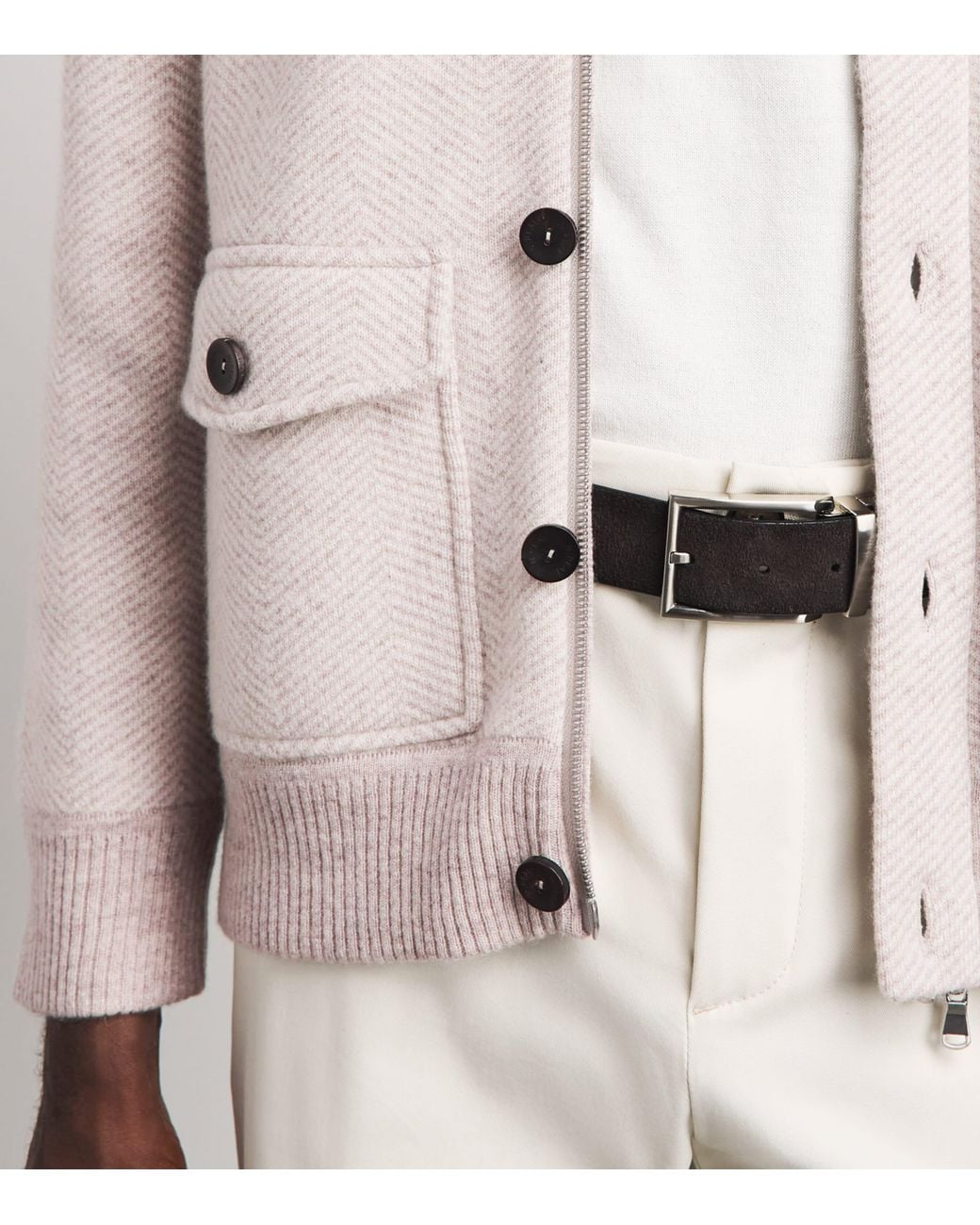 N.Peal Cashmere Natural Cashmere Herringbone Jacket for men