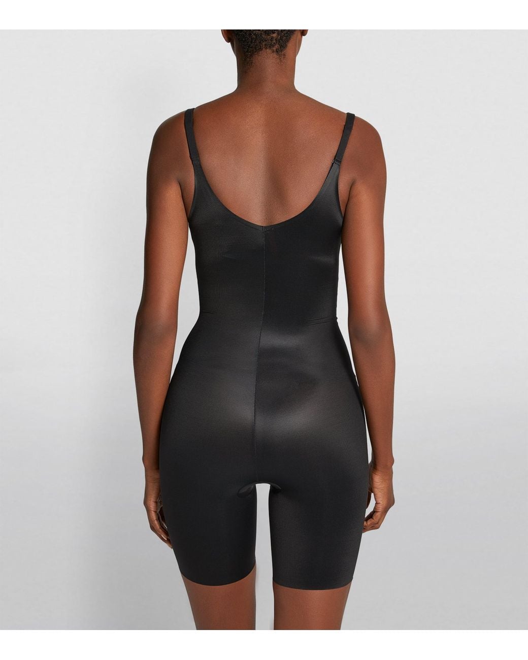 Spanx Black Shape Invisible Open-Bust Mid-Thigh Bodysuit