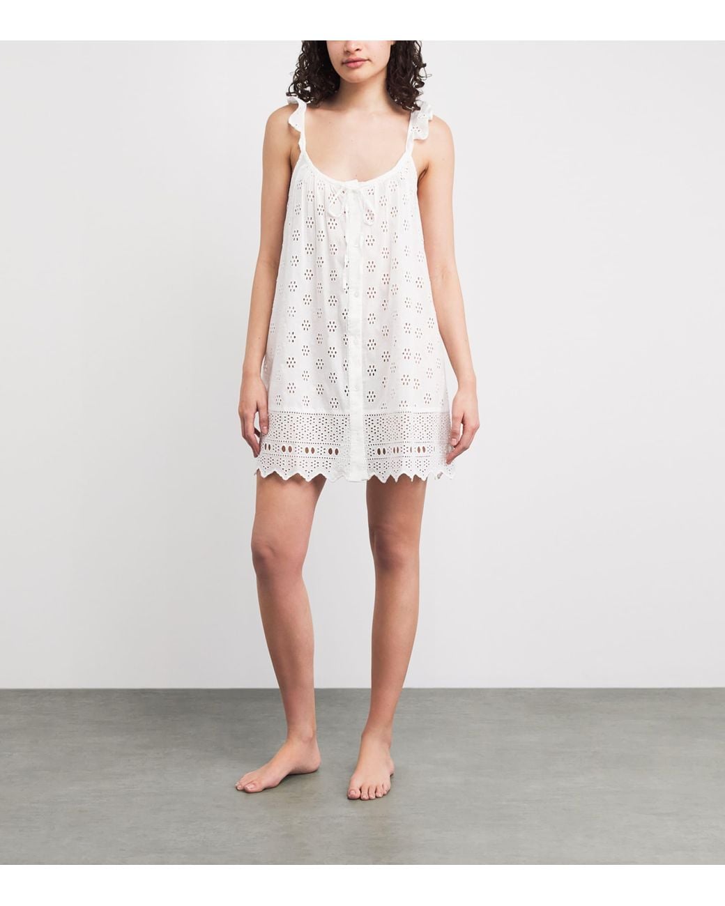 Polo Ralph Lauren White Cotton Openwork Mini Nightdress