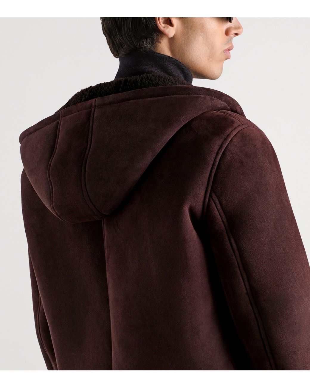 Dolce & Gabbana Brown Suede Fleece Hooded Jacket for men