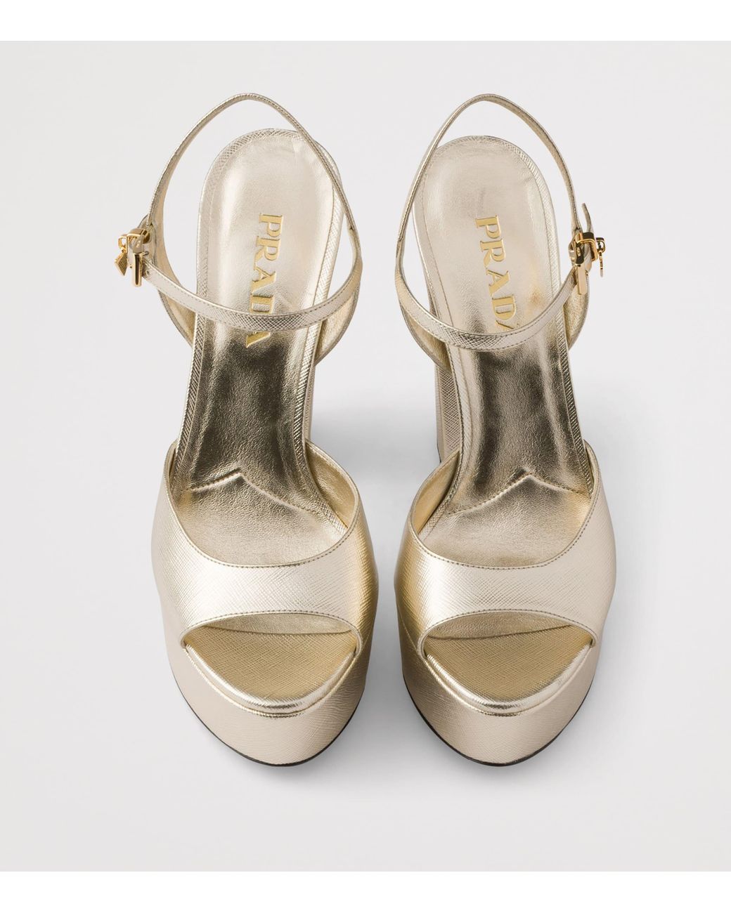 Prada White Patent Saffiano Leather Platform Sandals 115