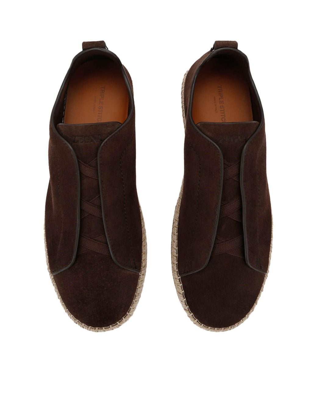 Zegna Brown Suede Triple Stitch Espadrilles for men