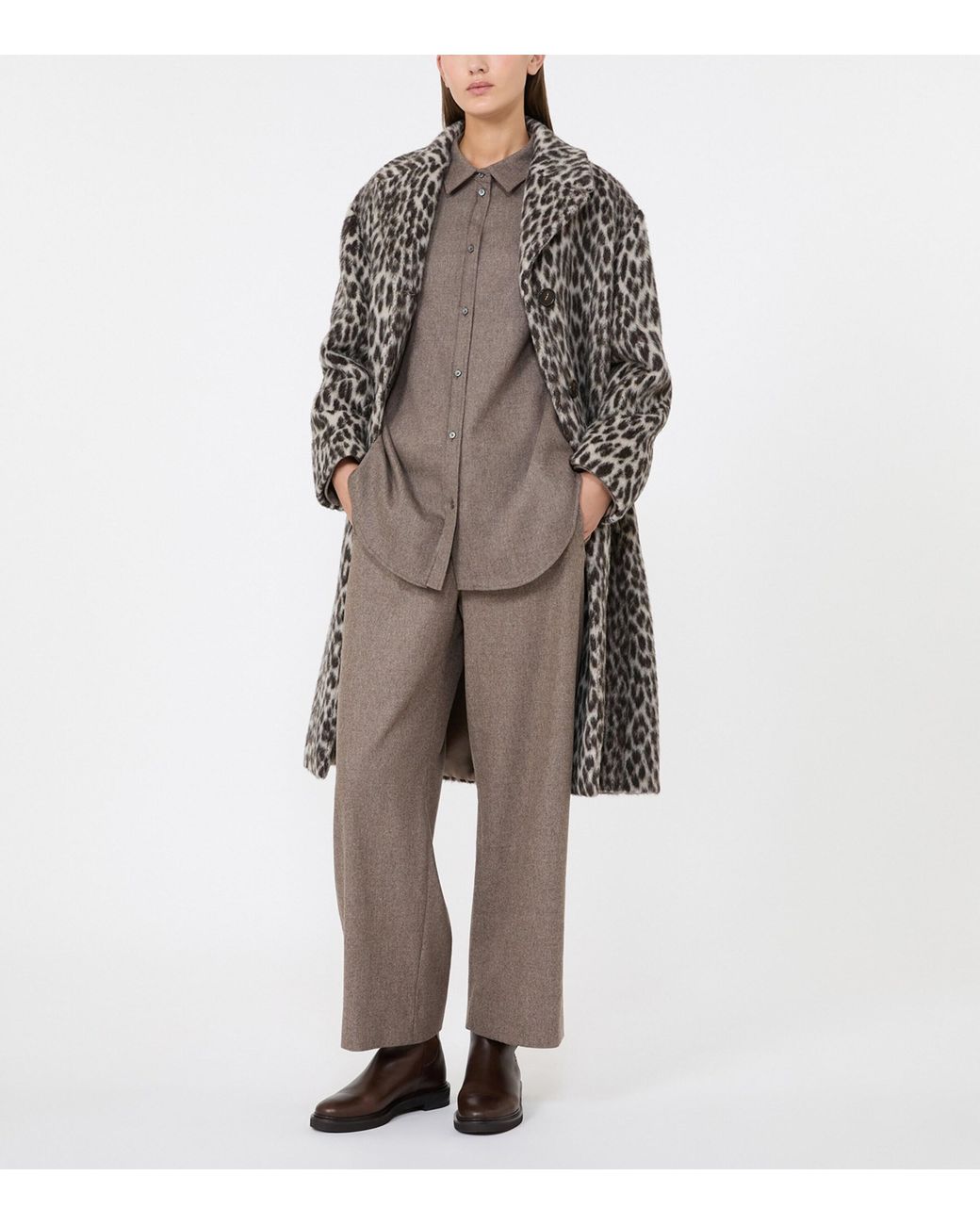 Max Mara Gray Stretch-Wool Drawstring Trousers
