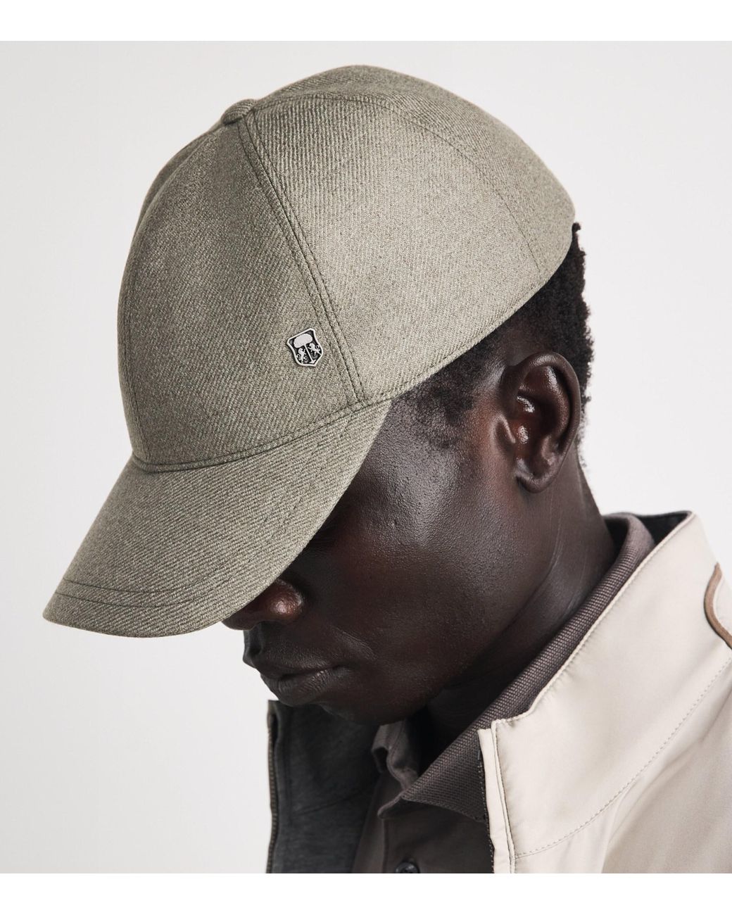 Corneliani Gray Virgin Wool Crest Baseball Cap for men
