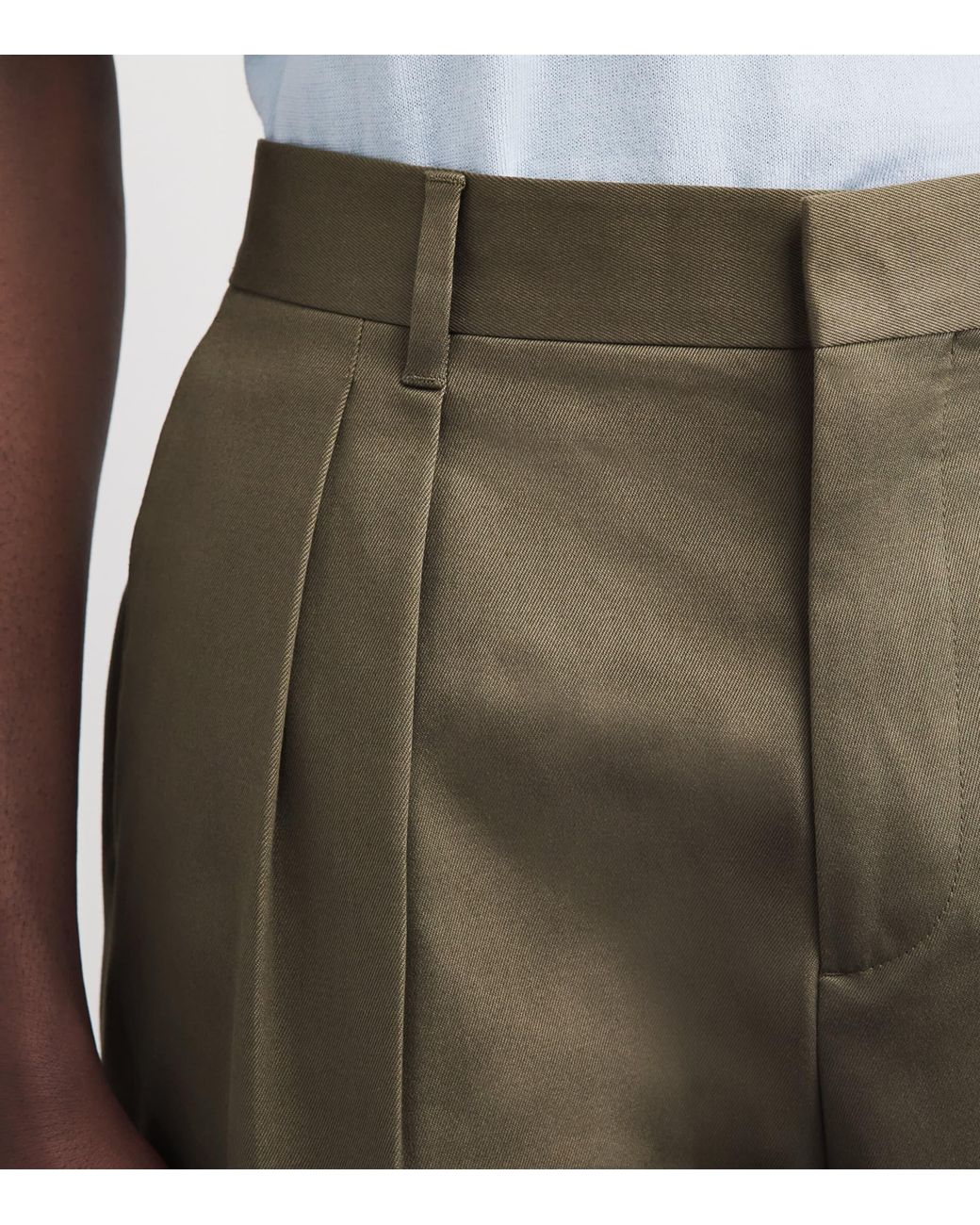 Paul Smith Green Cotton-Blend Pleated Wide-Leg Trousers for men