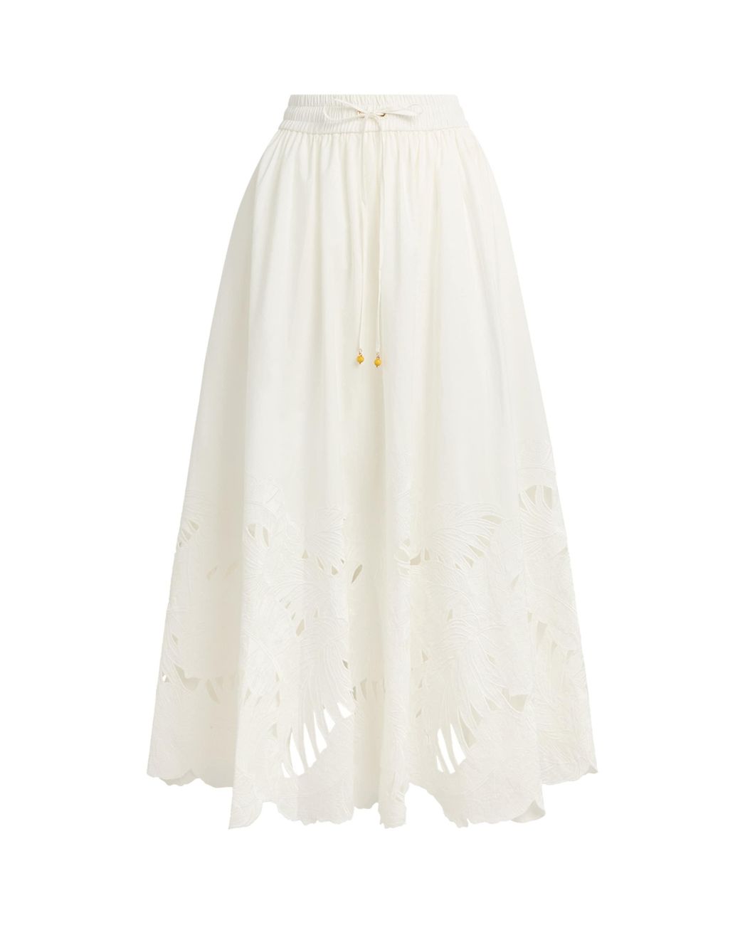 Zimmermann White Cotton Mahon Midi Skirt