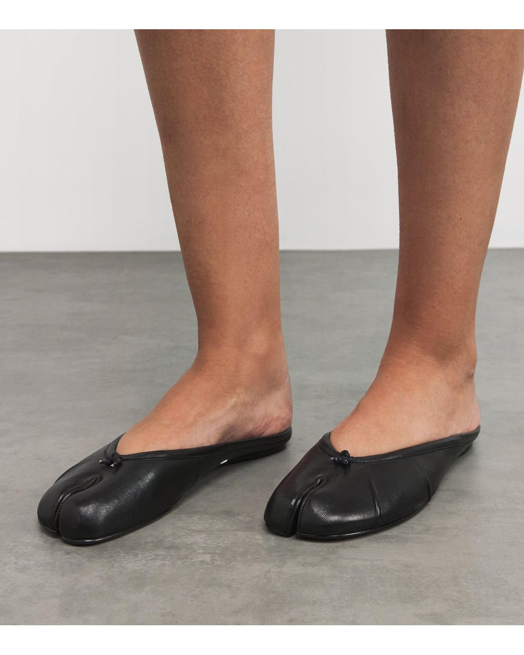 Maison Margiela Black Leather Tabi Ballerina Ballet Flats