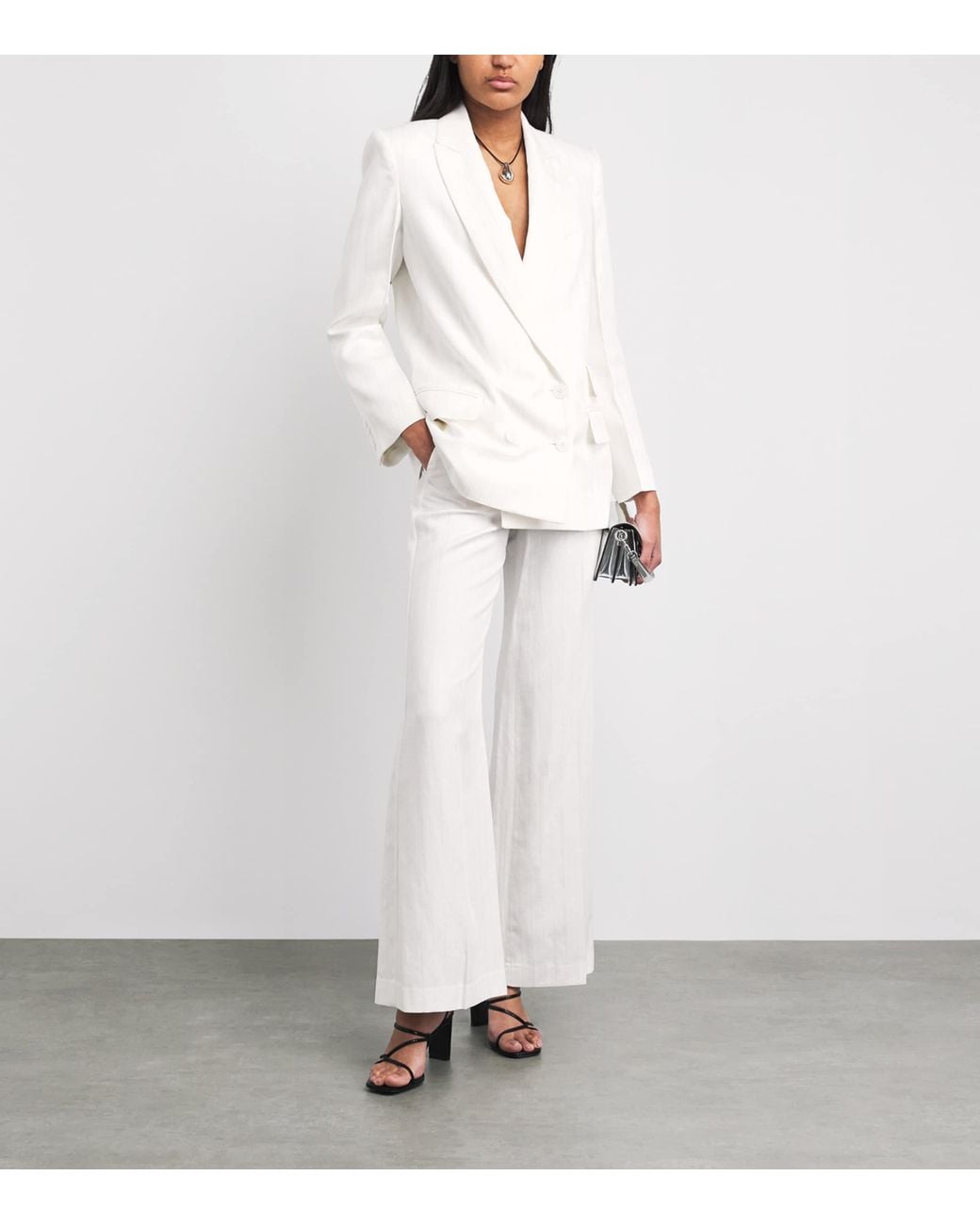 Maje White Stripe Wide-Leg Trousers