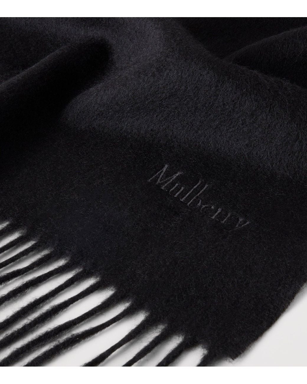 Mulberry Black Cashmere Logo Scarf