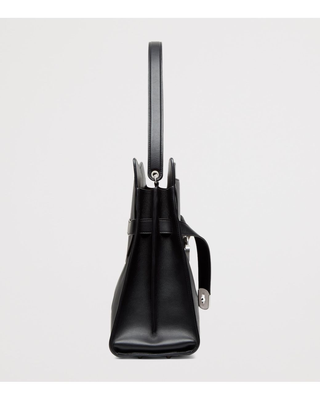 McQueen Black Maxi Calfskin Locke Top-Handle Bag
