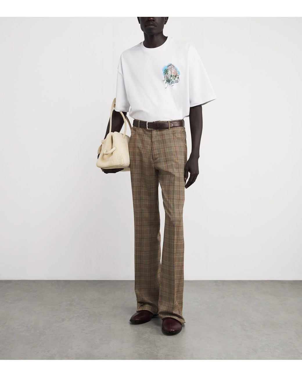 Amiri Gray Check Bootcut Trousers for men