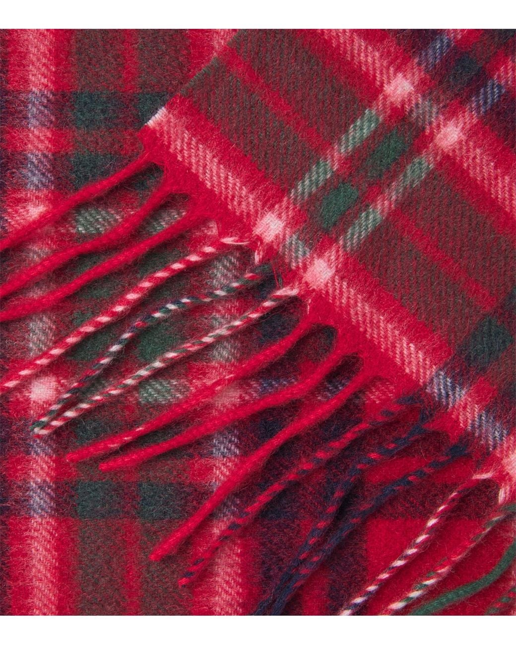 Harrods Red Cashmere Tartan Scarf