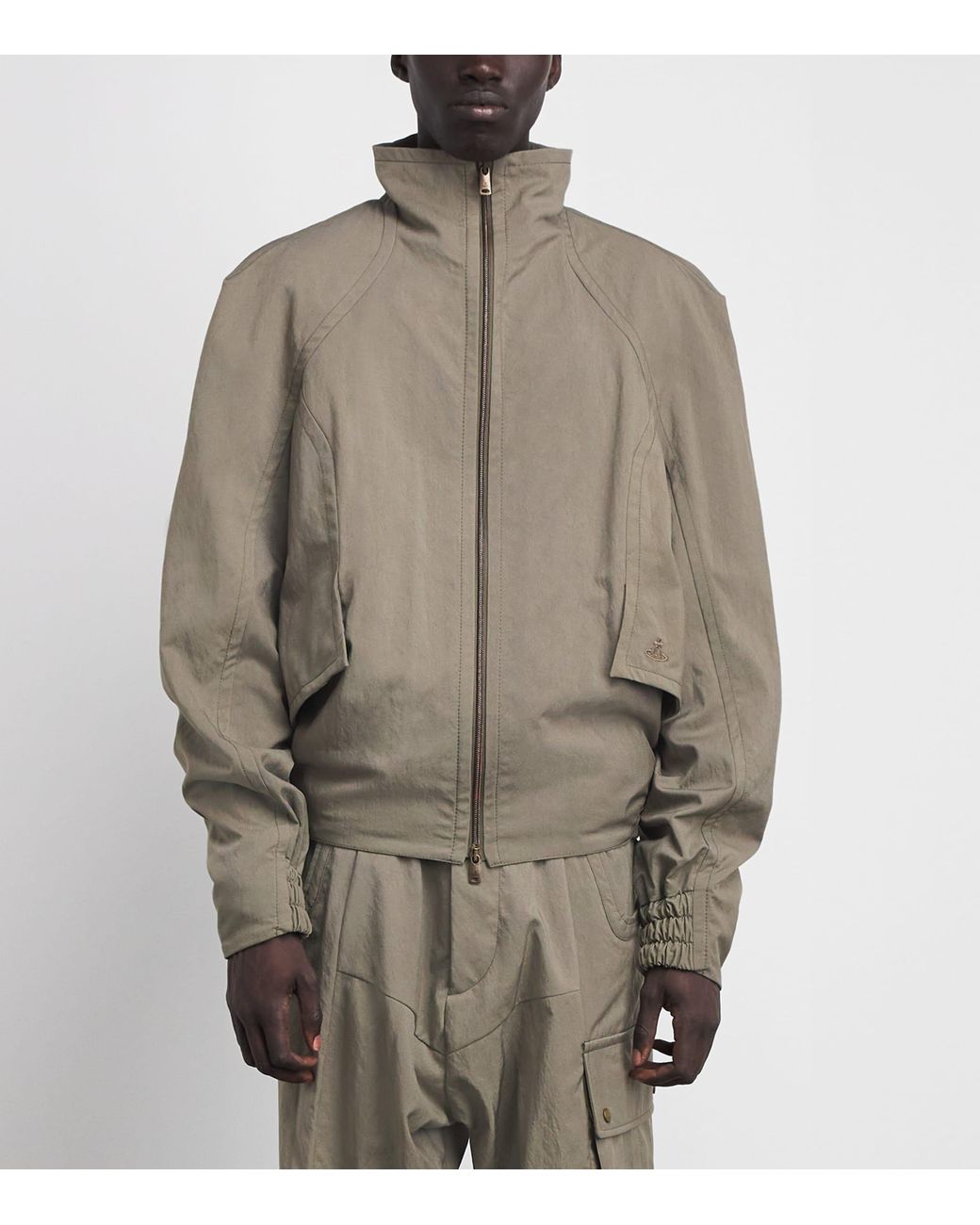 Vivienne Westwood Gray High-Neck Harrington Jacket for men
