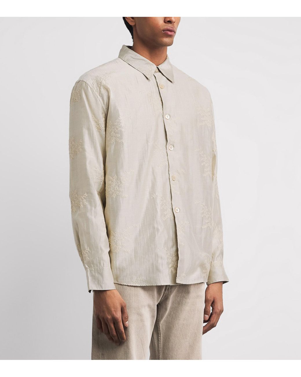 Our Legacy Natural Embroidered Floral Beyond Shirt for men