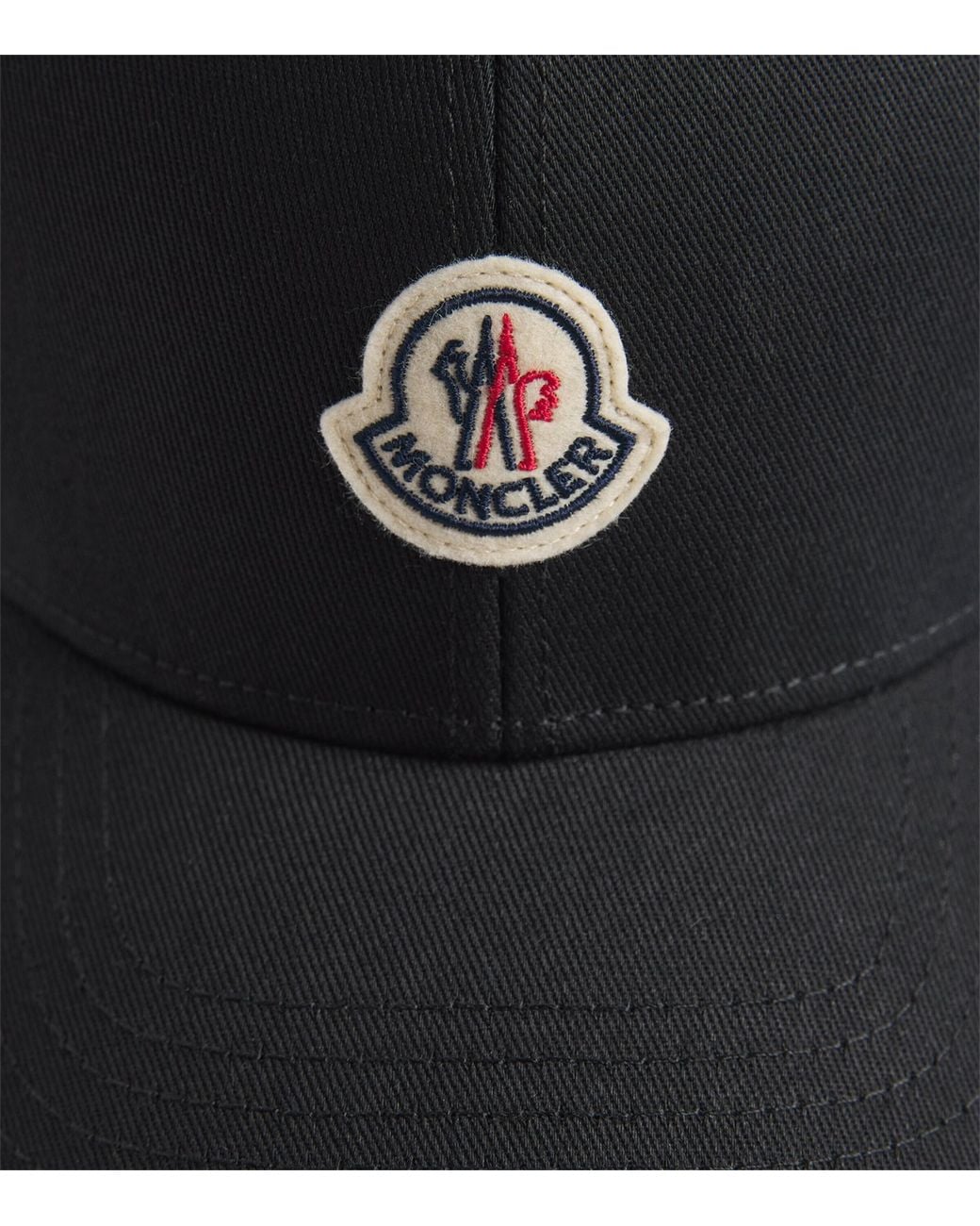 Moncler Black Cotton Logo Baseball Cap for men
