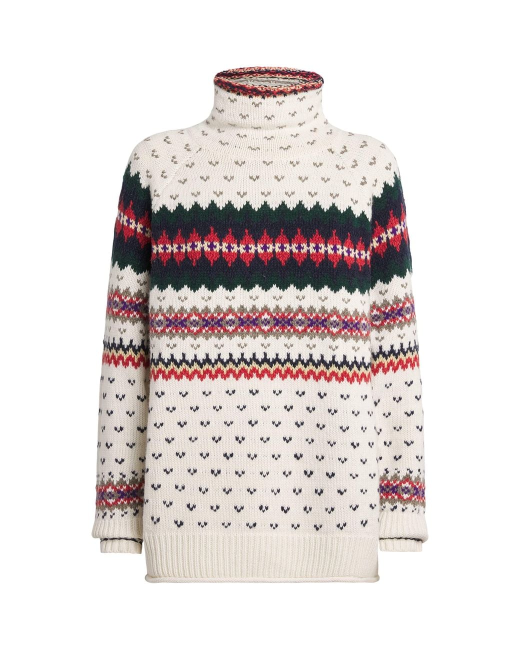 Polo Ralph Lauren White Wool-Blend Fair Isle Sweater