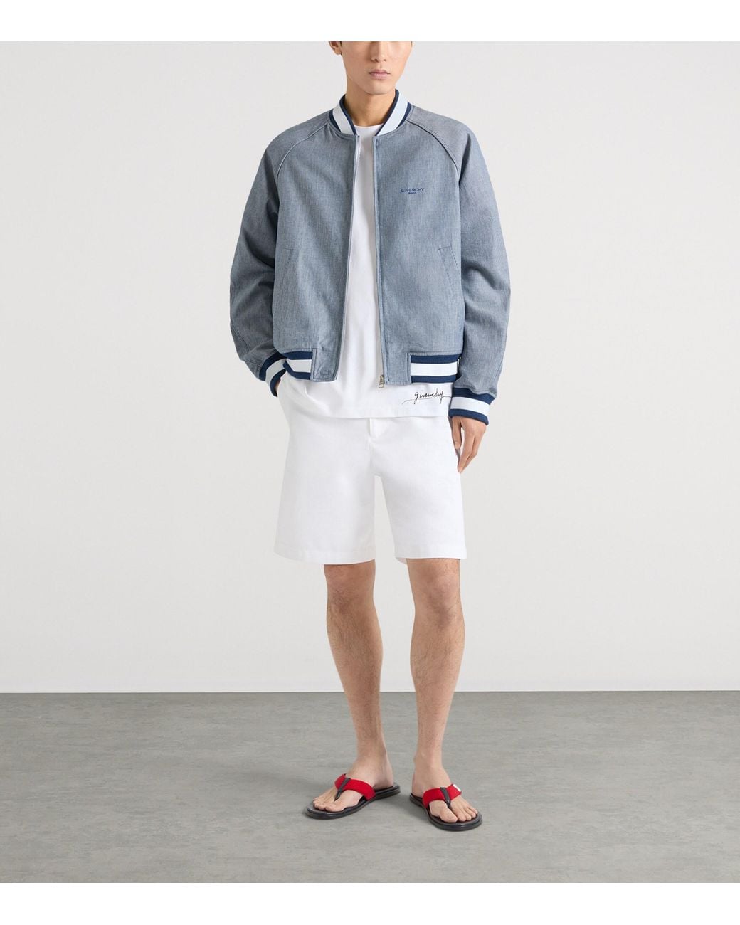 Givenchy Blue Cotton Stripe Bomber Jacket for men
