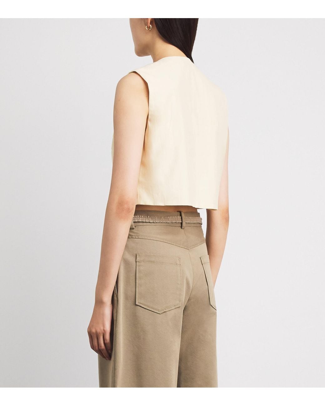 Sandro Natural Cotton-Blend Sleeveless Crop Top
