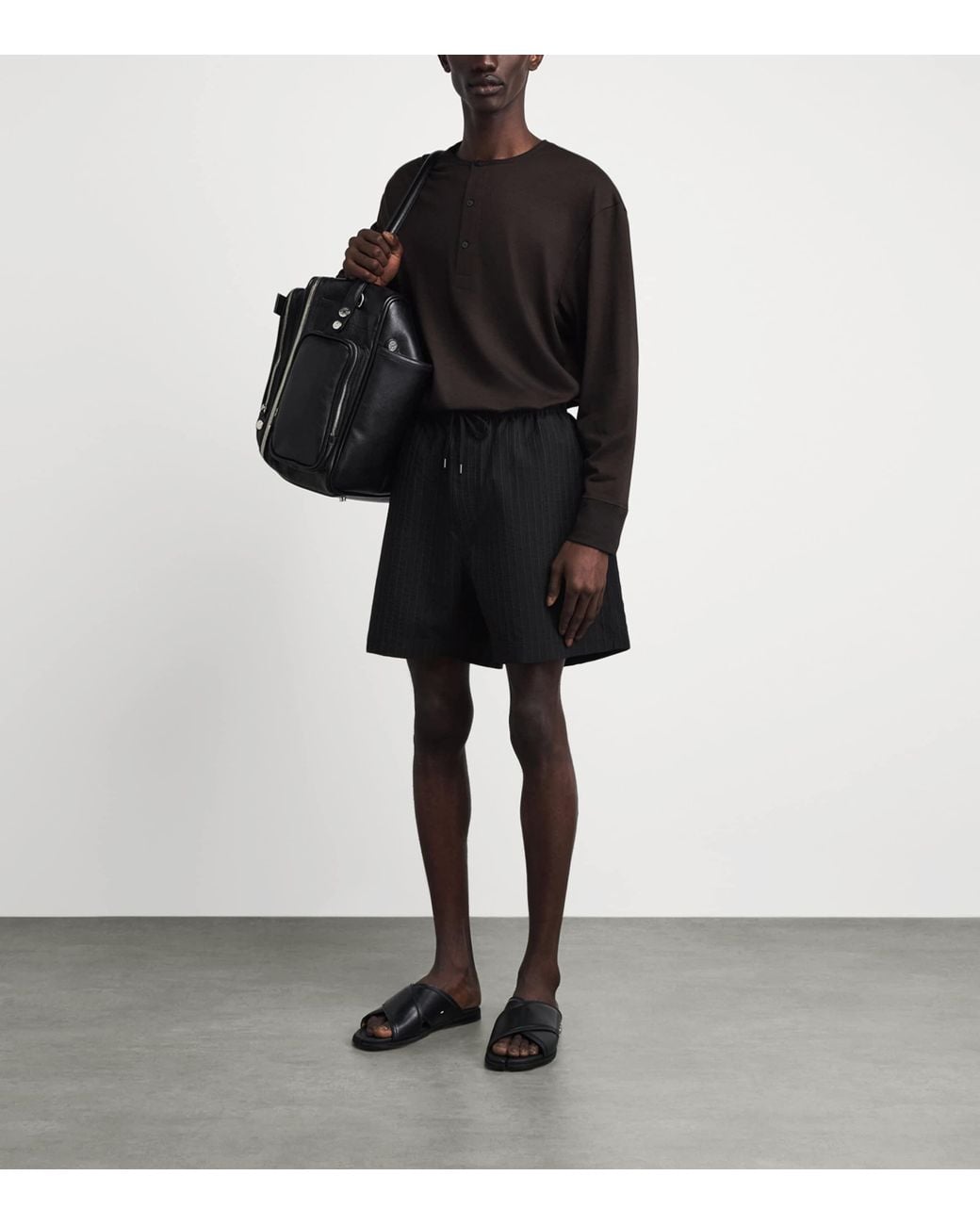 Studio Nicholson Black Wool Henley T-Shirt for men