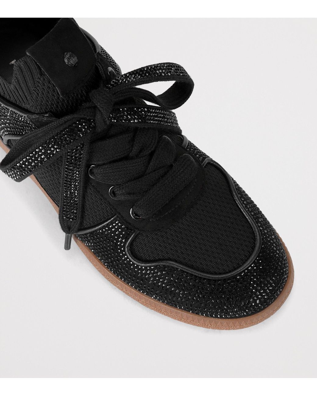 Kurt Geiger Black Knitted Crystal-Embellished Poplar Sneakers