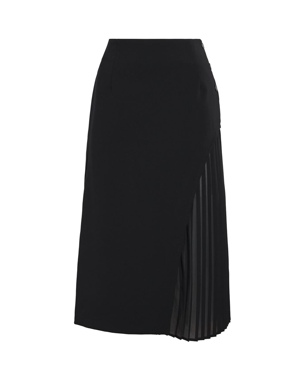 Claudie Pierlot Black Pleated Panel Midi Skirt