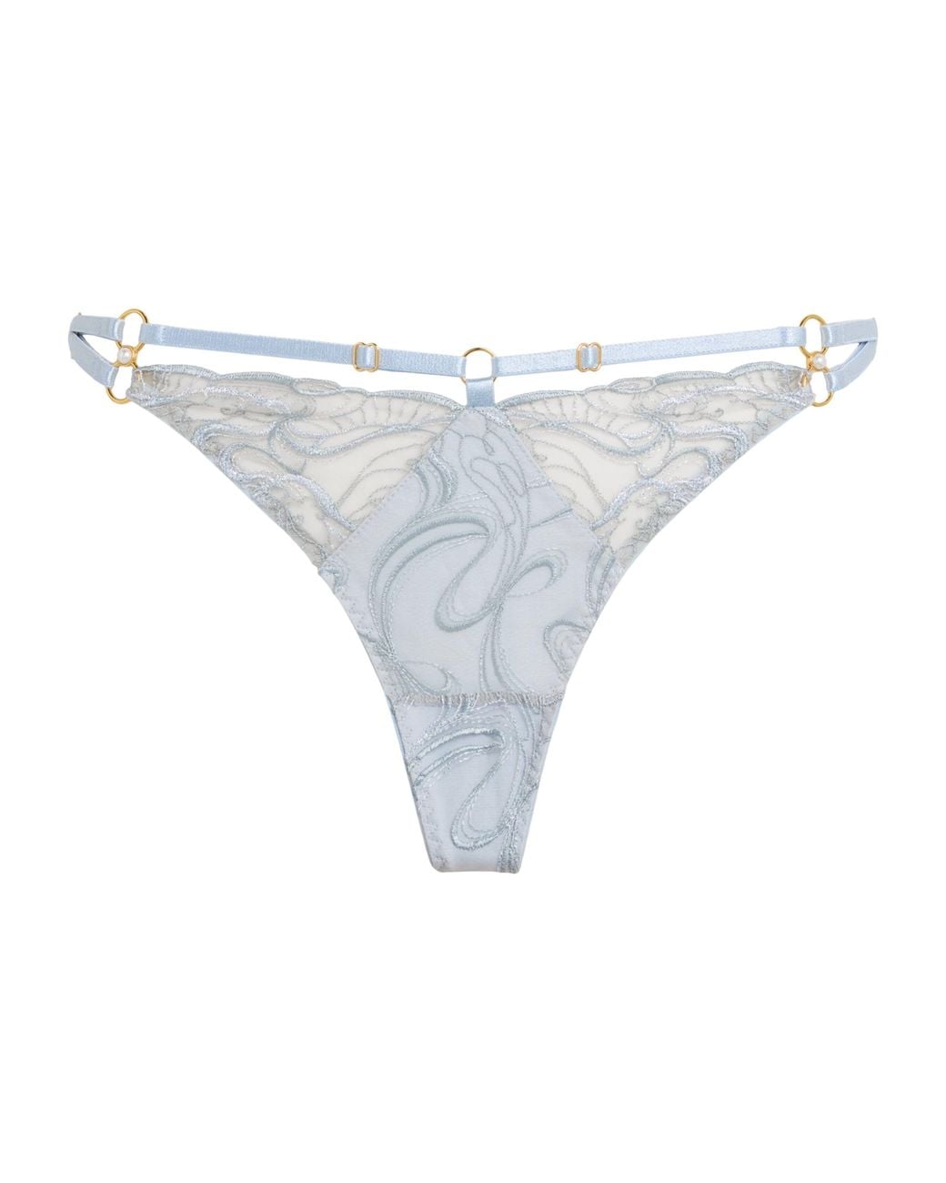 Bordelle White Embroidered Pearl Thong