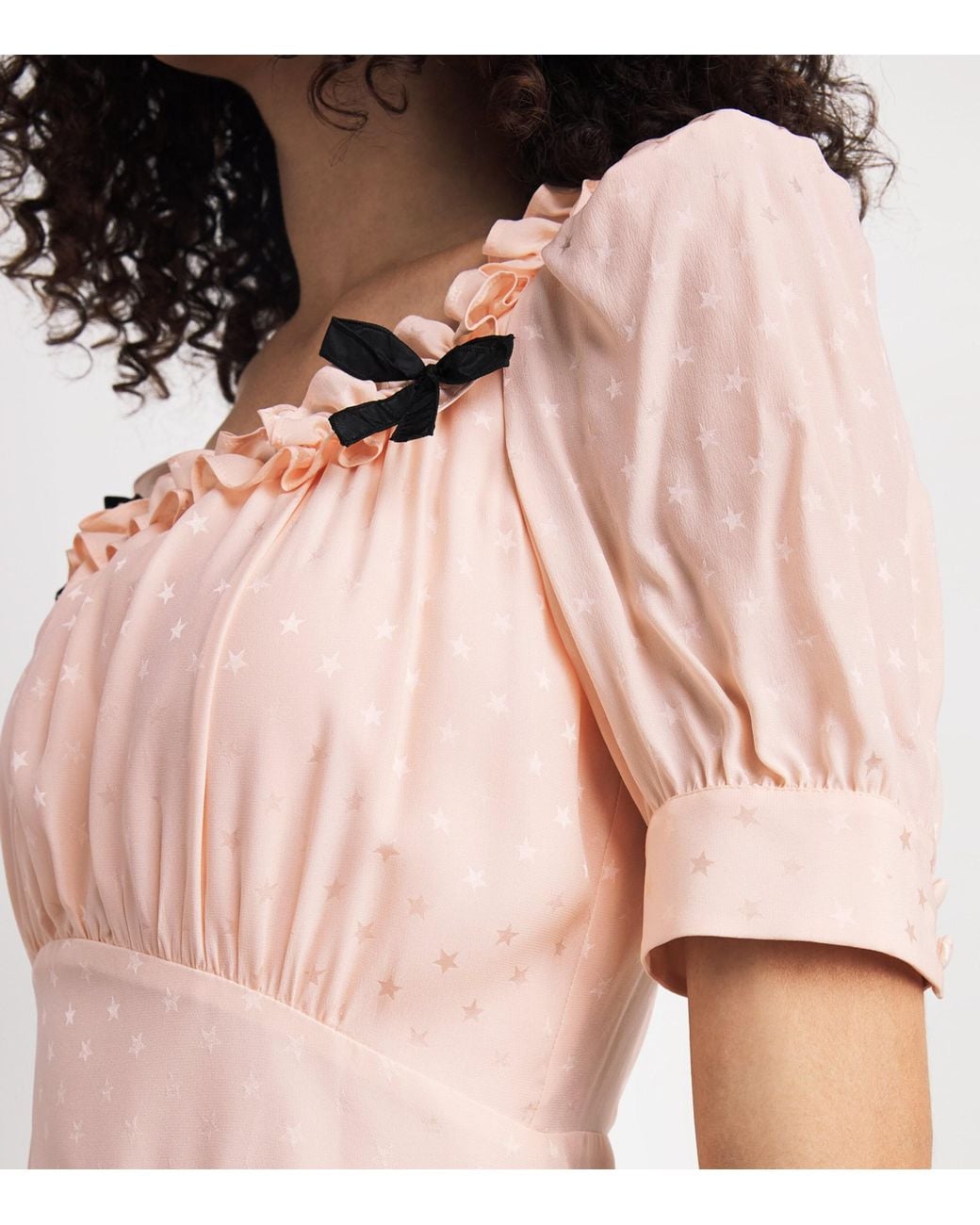 Alessandra Rich Pink Silk Gathered Midi Dress