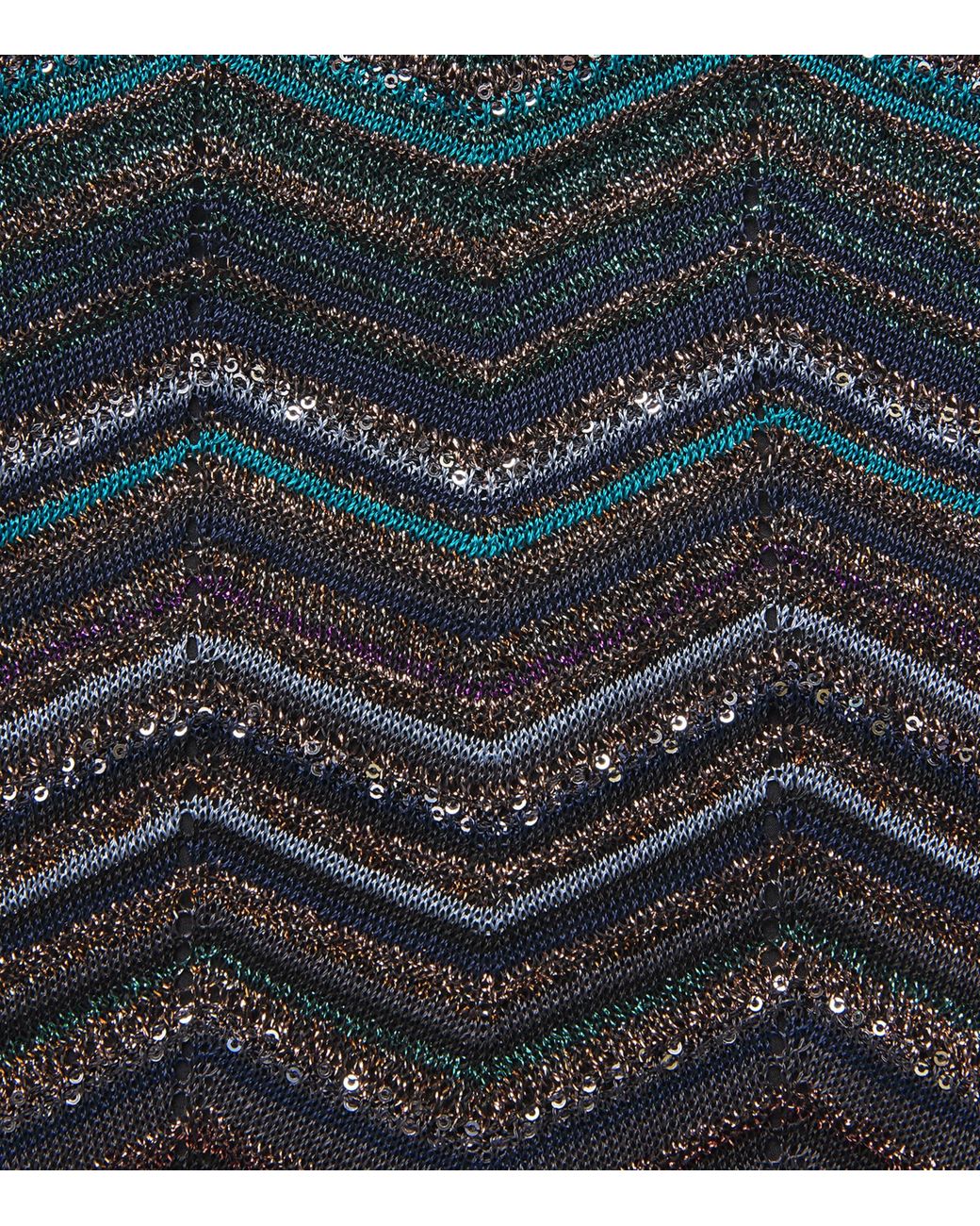 Missoni Blue Sequinned Zigzag Midi Dress