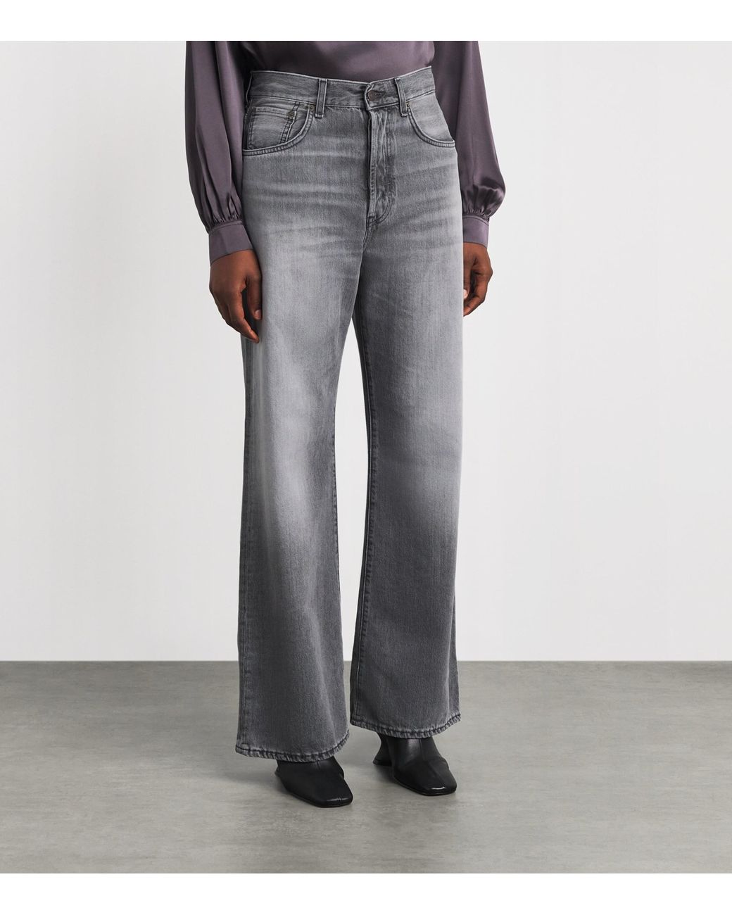 Acne Gray 2021F Mid-Rise Flared Jeans