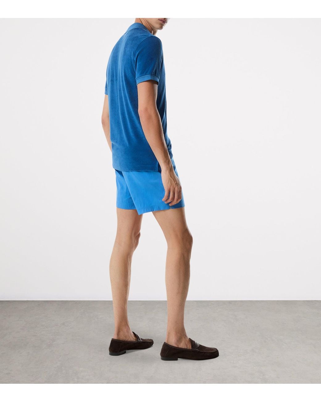 Tom Ford Blue Poplin Swim Shorts for men