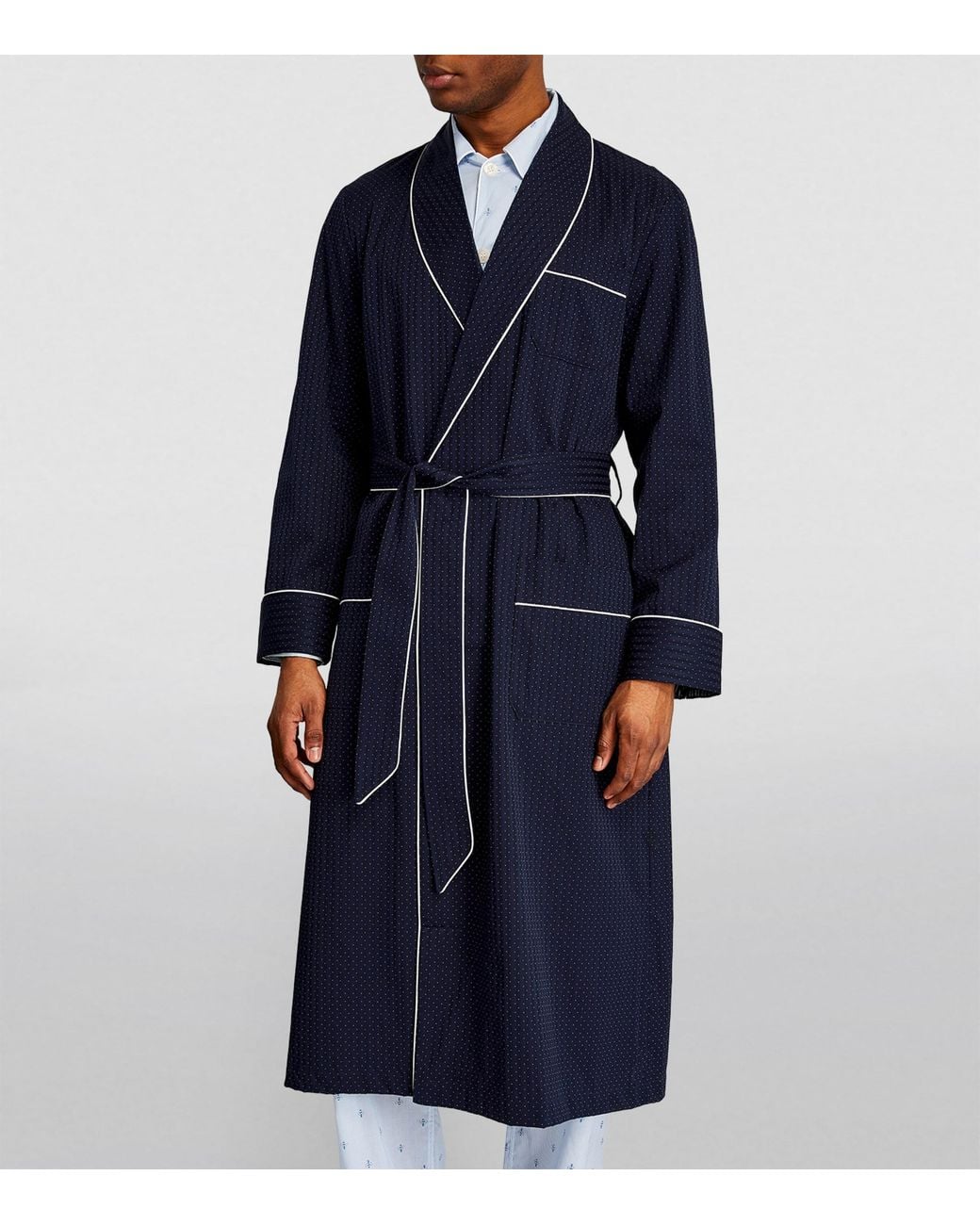 Derek Rose Blue Royal 40 Piped Robe for men