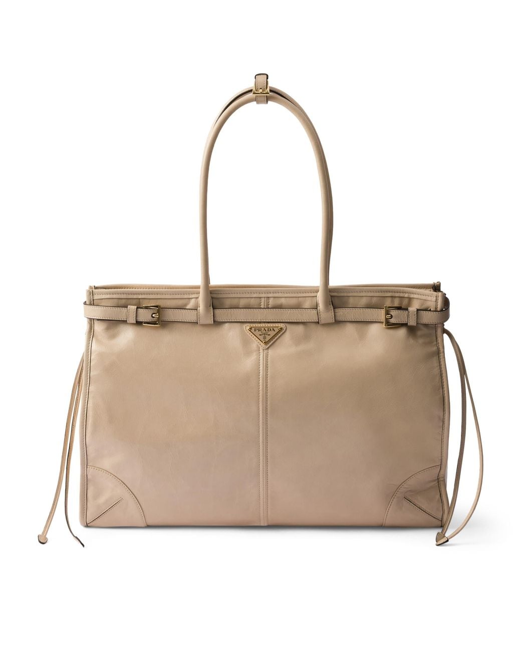 Prada Natural Extra Large Leather Bonnie Shoulder Bag
