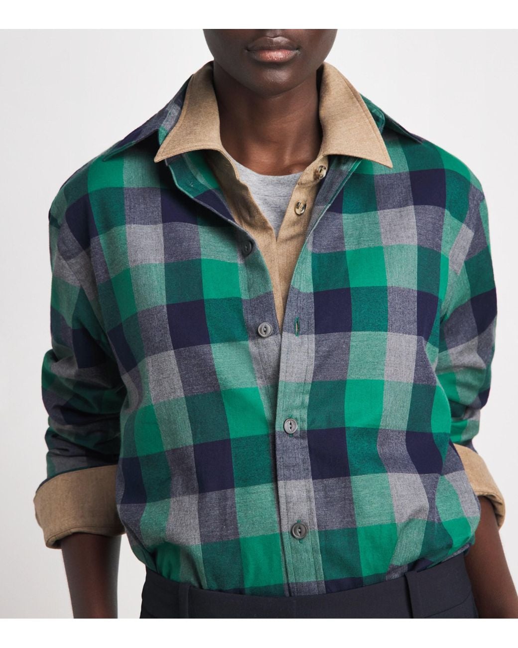 Polo Ralph Lauren Green Cotton Twill Check Oversized Shirt